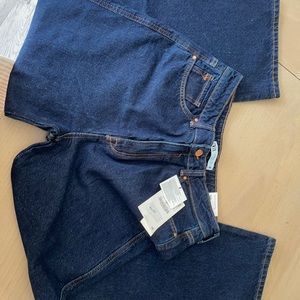 ZARA WOMENS WIDE LEG DARK WASH JEANS SIZE USA 6 brand new with tags